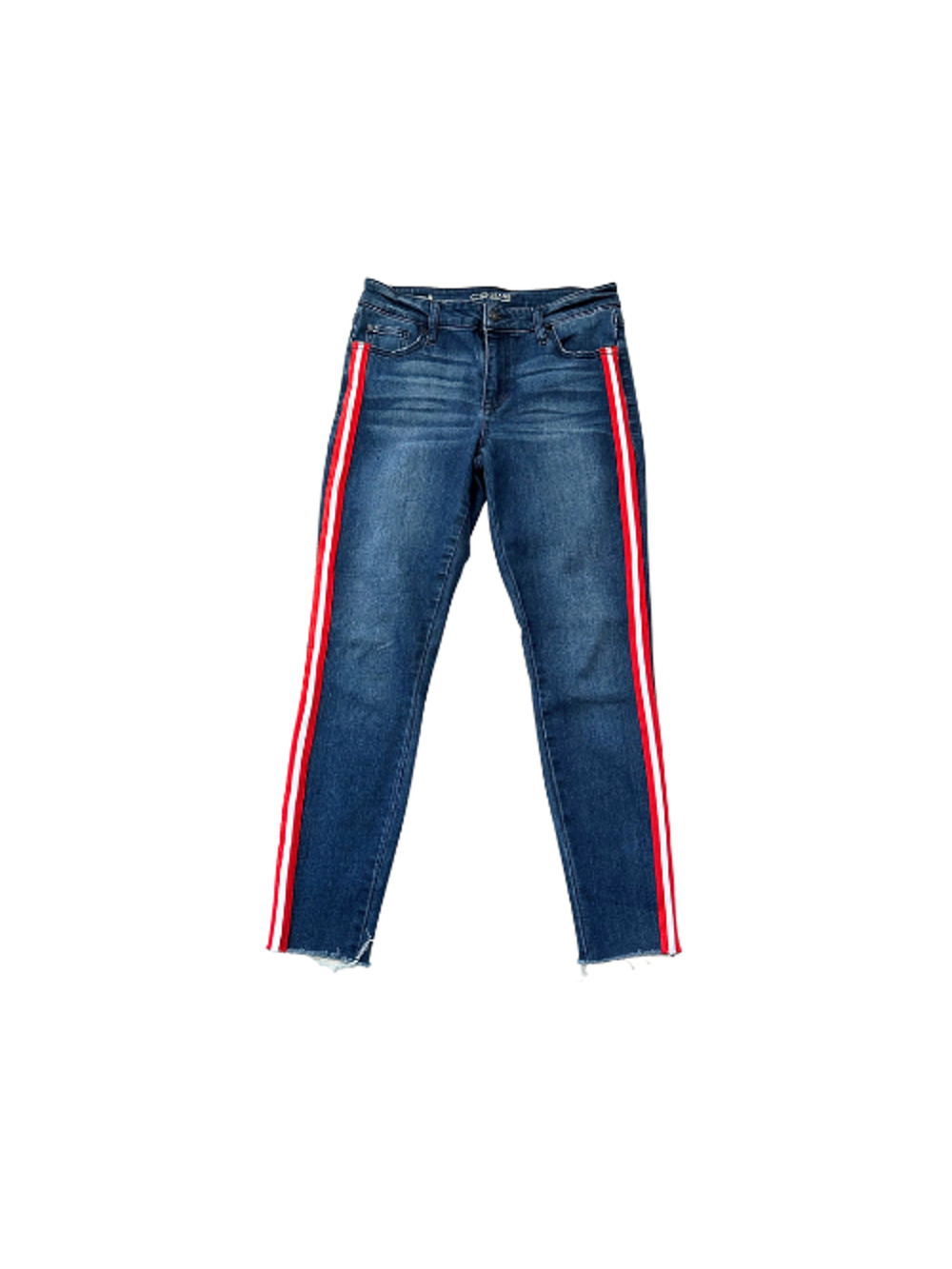 CP Jeans Stingray Skinny Ankle Red/White Stripes Denim Blue Women’s Size 5/27